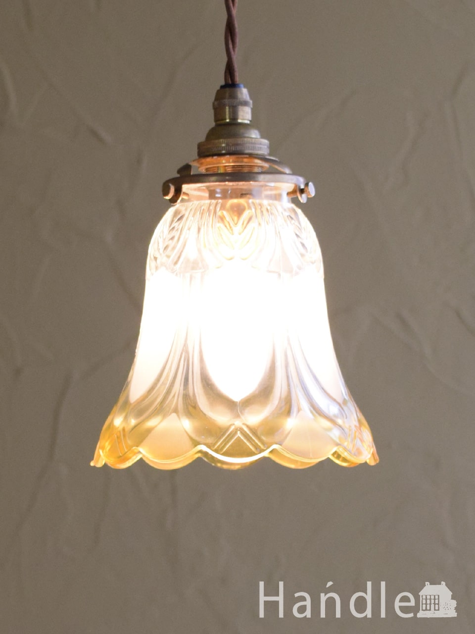 大型ランプ フリルガラスランプ 金彩色絵『貴公子と貴婦人文』洋燈