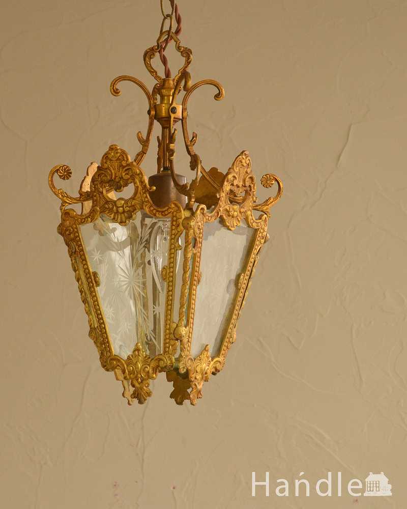 中古】クラシックシャンデリア 3灯 ブロンズ・白 アンティーク 中古