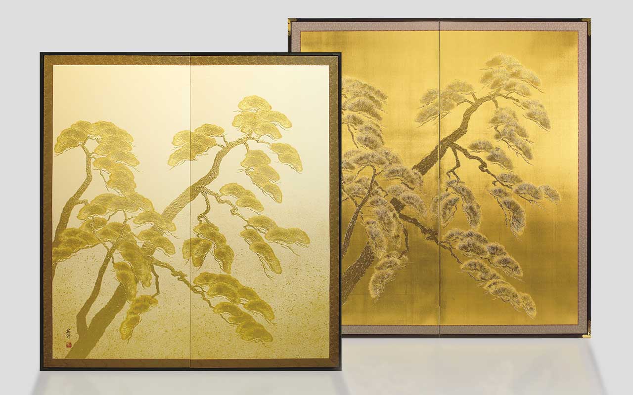 利休屏風 寿松(白)