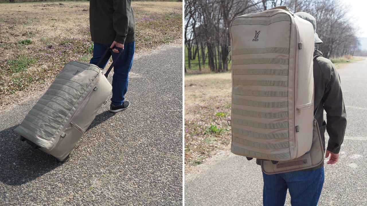 徒歩キャンプ専用のスーツケース！DOD「キャンパーノ・コロコーロ2」は