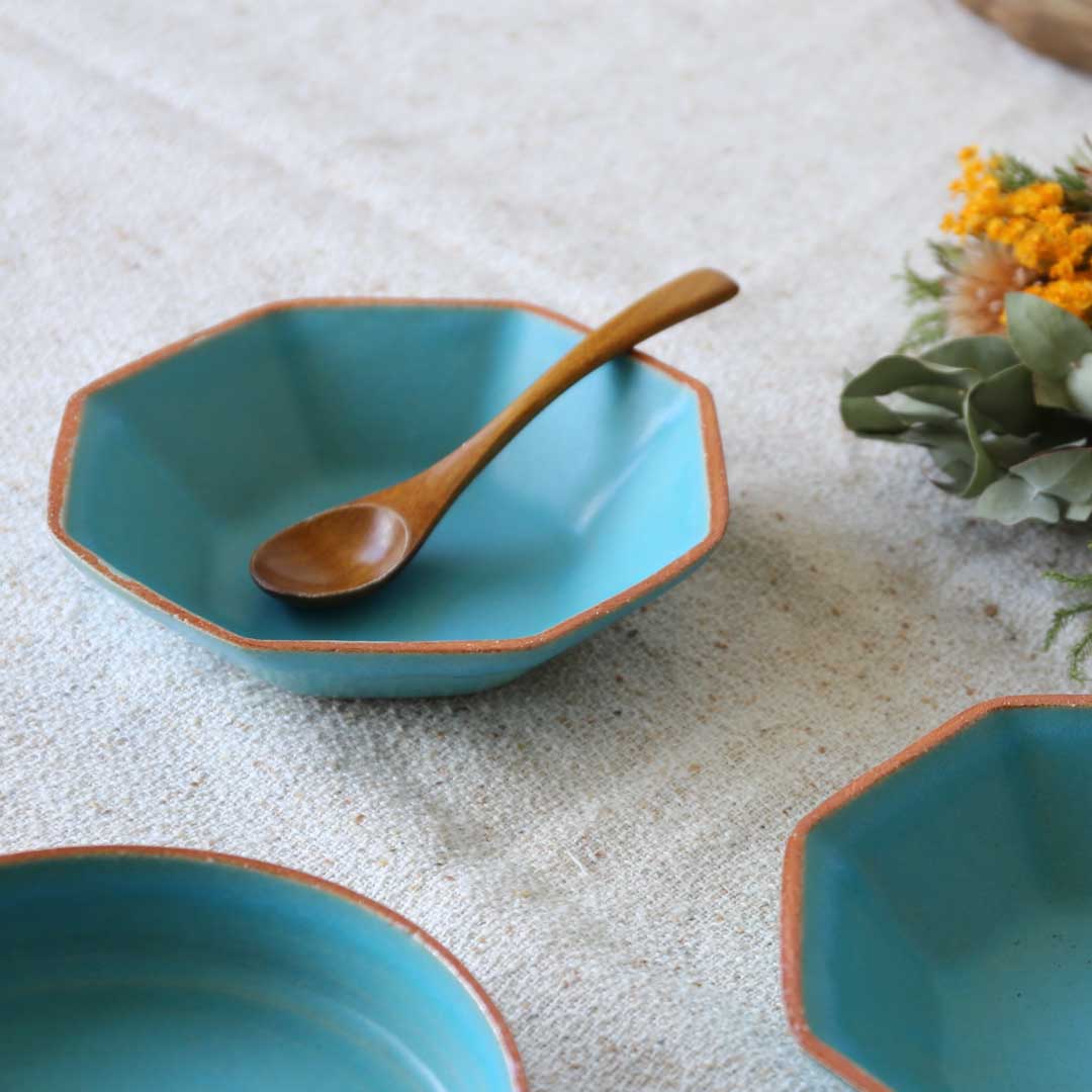 八角鉢 トルコ青 不毅窯（ぶきよう） – 晴れと暮らす