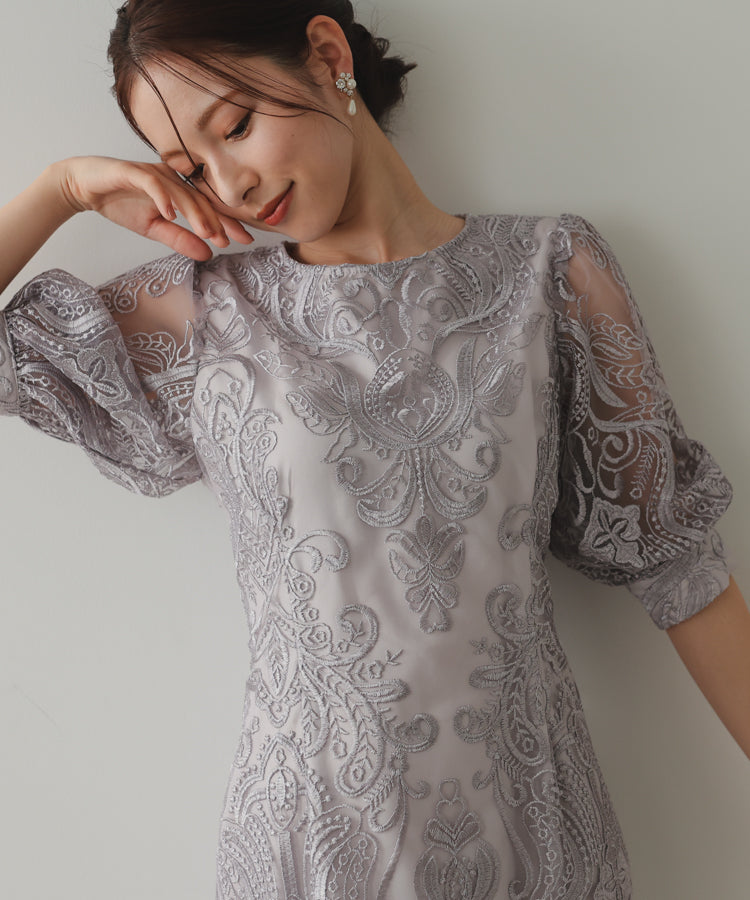 結婚式・お呼ばれドレス｜エンブロイダリーコクーンドレス/22321157