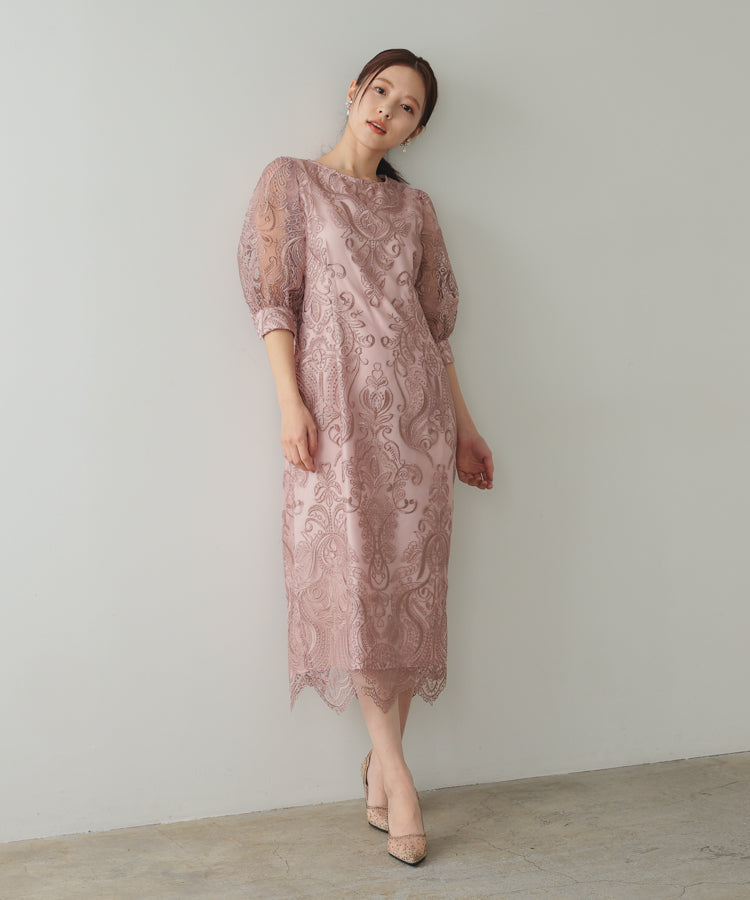 結婚式・お呼ばれドレス｜エンブロイダリーコクーンドレス/22321157