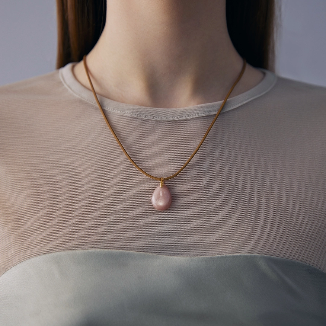 2116 ♡ピンクスコレサイト&ムーンストーン天然石♡マクラメネックレス