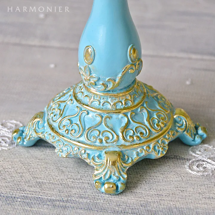 1940年代 アメリカ製ガラス製 八角形 キャンドルホルダー貴重なブルー