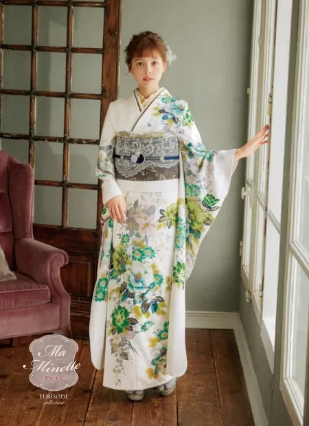 緑/グリーン/白/ホワイト/レトロ/エレガント/クール】の成人式振袖人気