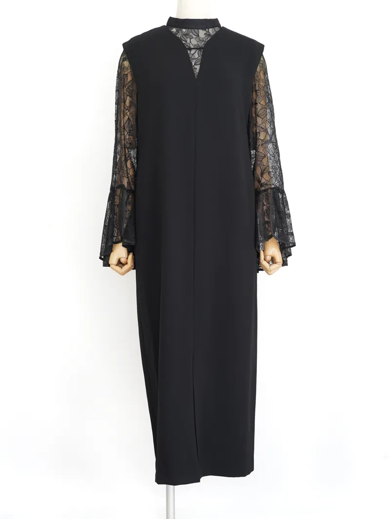 ANDRESD（アンドレスド）ベルスリーブスリットドレス（ブラック/L