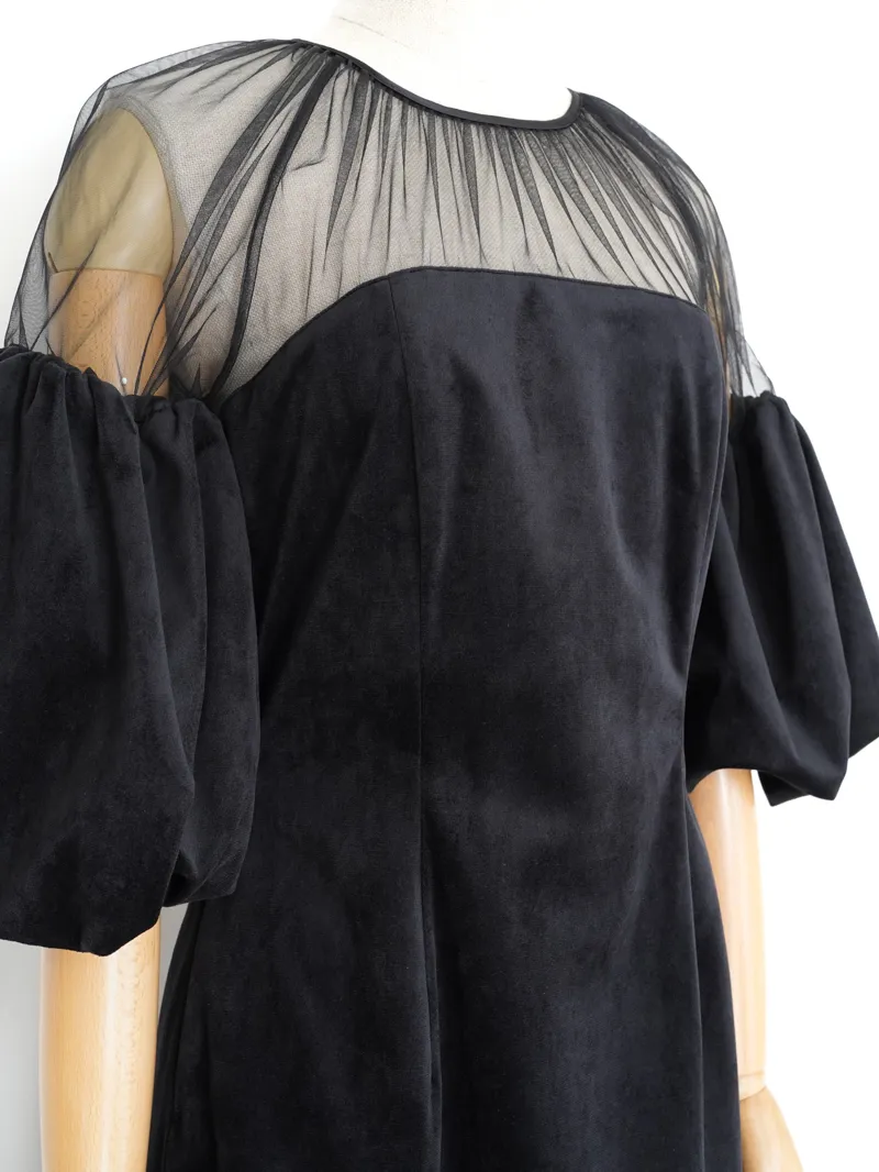 Ameri VINTAGE（アメリ ヴィンテージ）SOUFFLE SLEEVE VELOUR DRESS