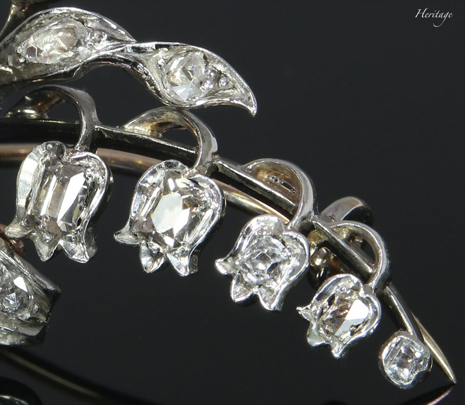 ダイヤモンドのカットを駆使したジョージアンのお花のブローチ