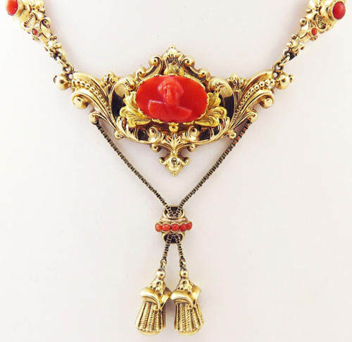 珊瑚＆天然真珠ネックレス アンティークジュエリー/ヘリテイジ