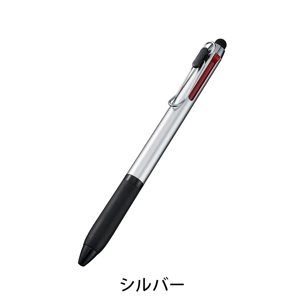 タッチペン付メタルクリップ3色ボールペン(再生ABS)【販促花子ノベルティ】