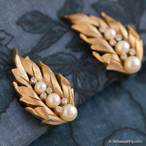 trifari イヤリング・ブローチセット パール ゴールド パールツリーの