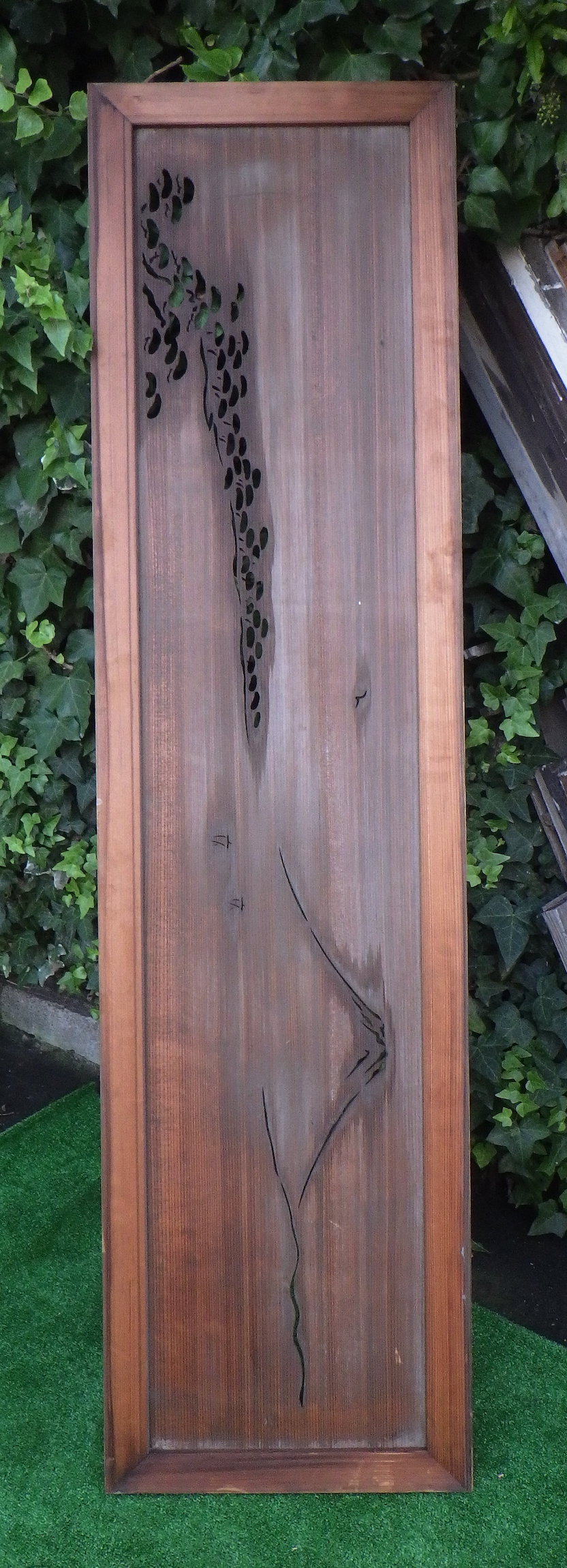 木製 和風 透かし彫り 間仕切り 富士山 掛障子 木製 和風 透かし彫り