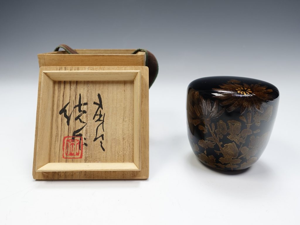 ほぼ未使用 懐石道具 張間麻佐緒作 輪島塗 木製朱竹蒔絵 煮物椀5客千筋