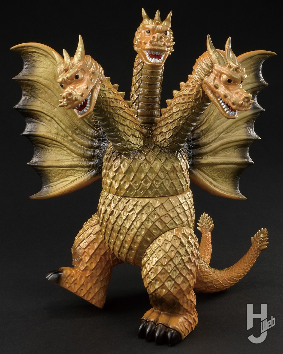 巨大ソフビ「グレートザウルス」にキングギドラ襲来！復刻版ゴジラと