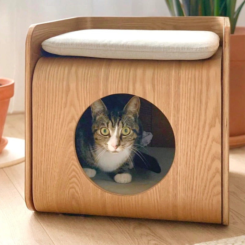 ⑯♥サイドテーブル☆キャットハウス☆小屋☆無垢☆ネコ☆手作り