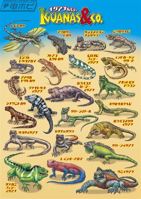 イグアナやトカゲが全22種！光る、色が変わるといったギミックが付いた