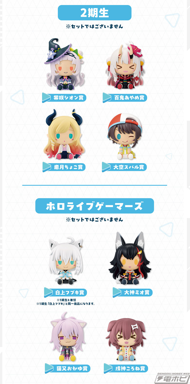 ホロライブ 一番くじ 白上ふぶき ちょこのっこフィギュア 一番くじ