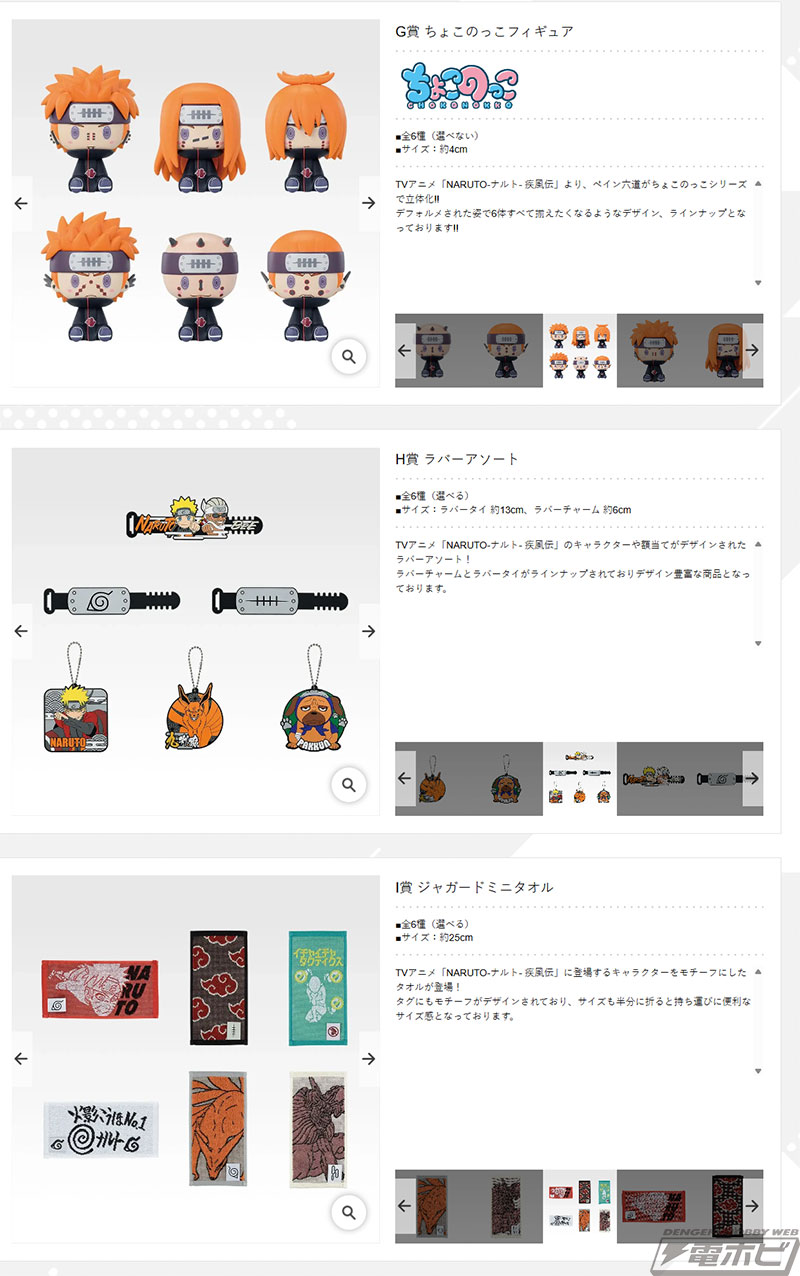 一番くじ NARUTO-ナルト- 疾風伝 輪廻の嘆きと平和の懸け橋」の全