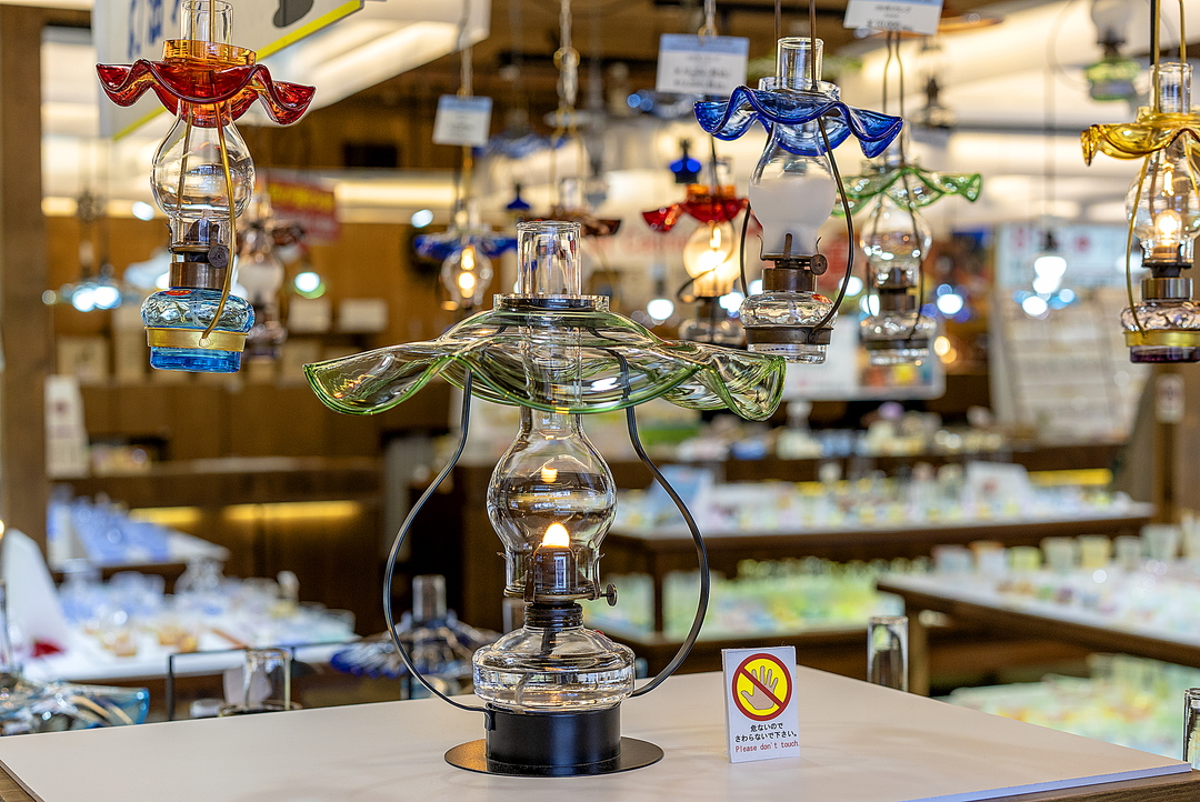 北一硝子 小樽 オイルランプ フリル ヴィンテージ 小樽 北一硝子