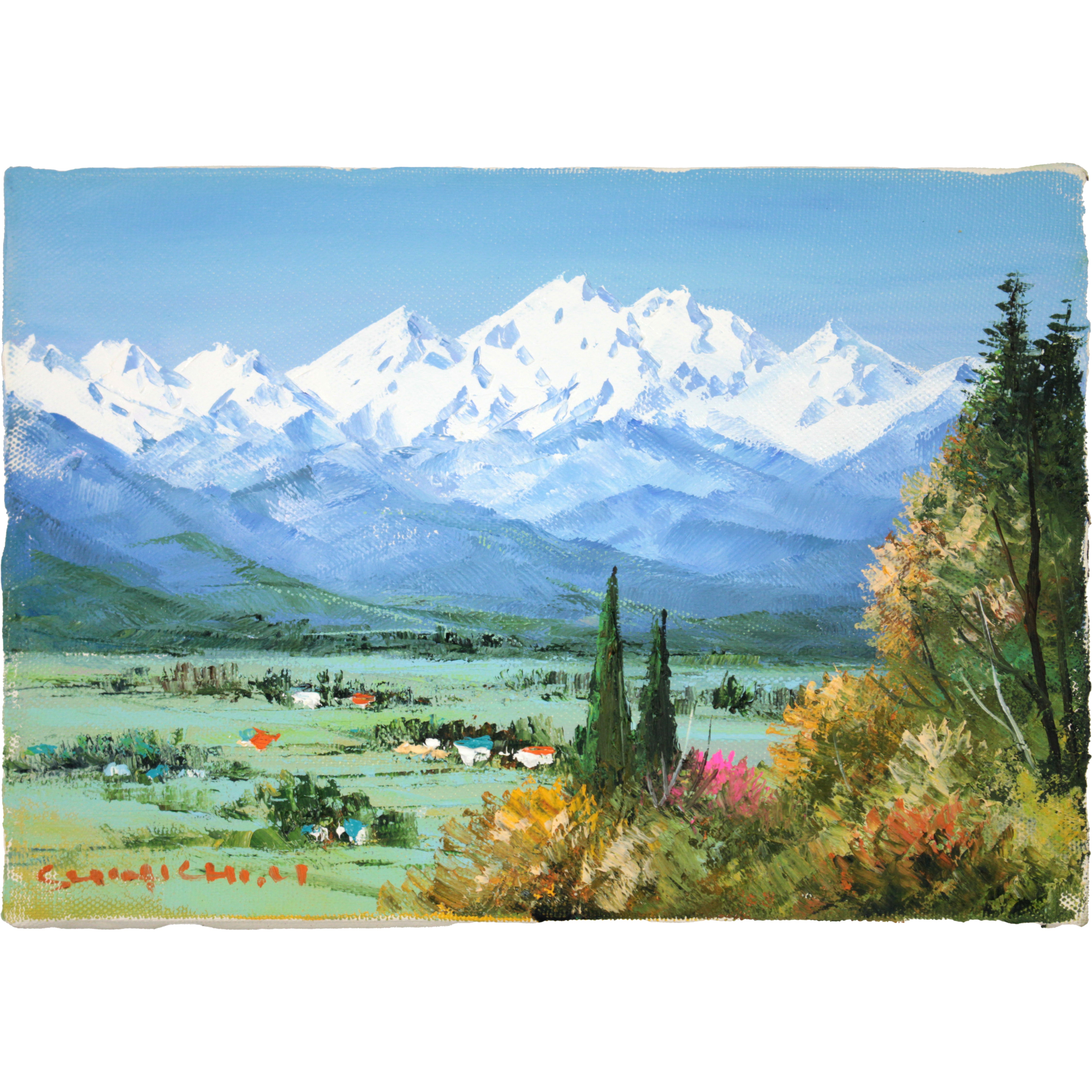 水口新一 『穂高連峰』 油彩画 - 北海道画廊