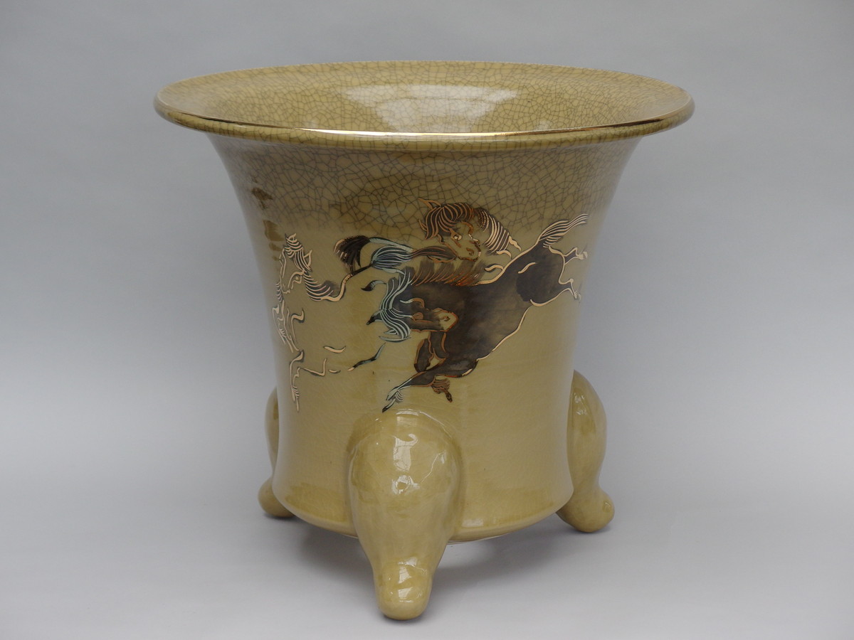 ひ*な様 相馬焼 双龍 壺 俊峰作 ひ*な様