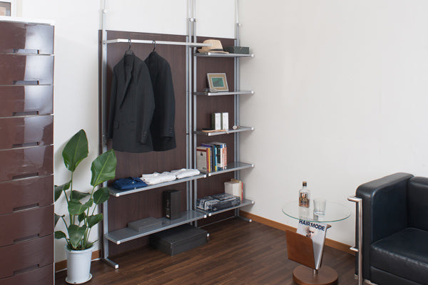 突っ張りパーテーション 間仕切りクローゼット ハンガーラック 棚付 幅