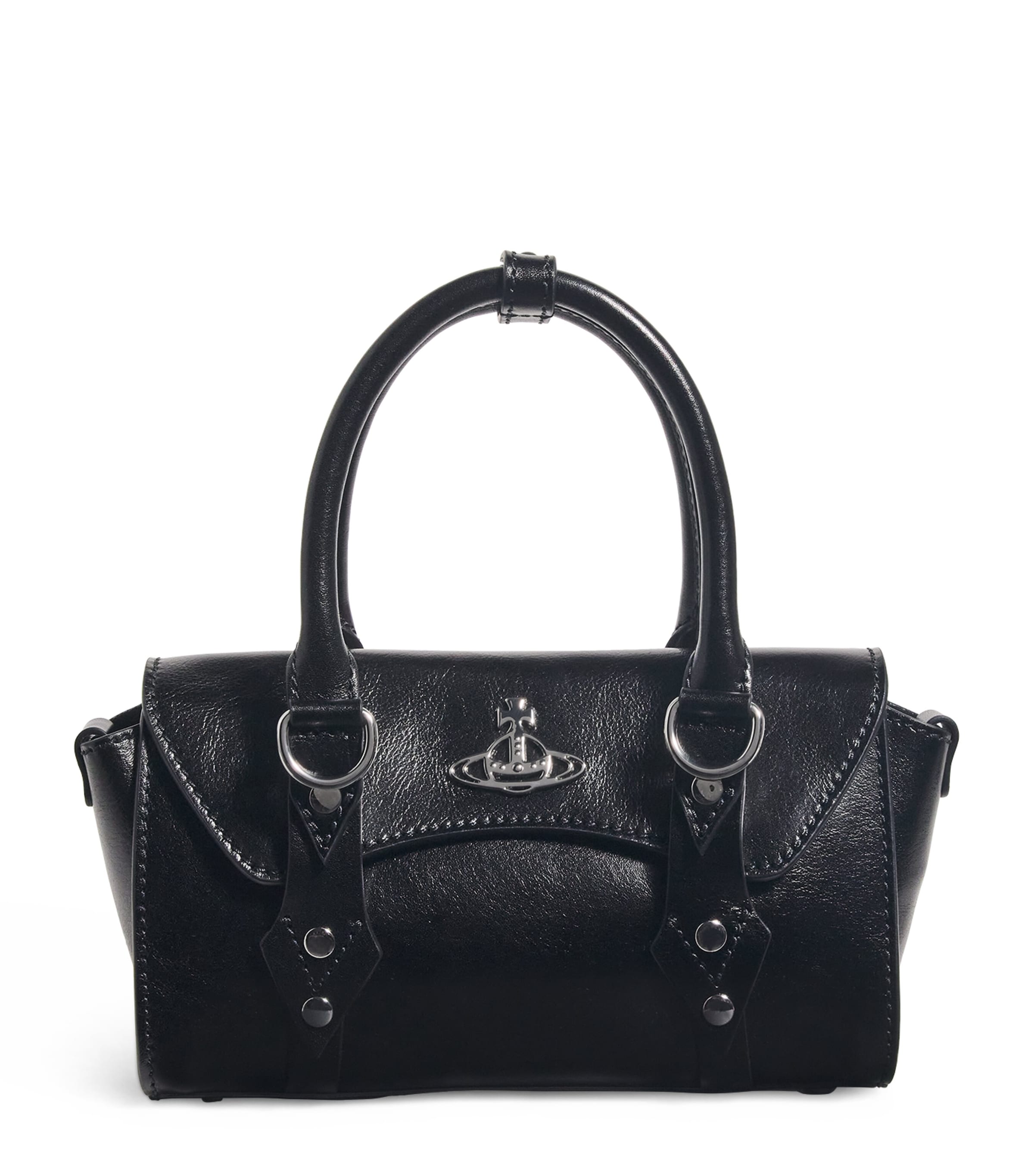 Vivienne Westwood Black Mini Croc-Embossed Leather Bettina Tote