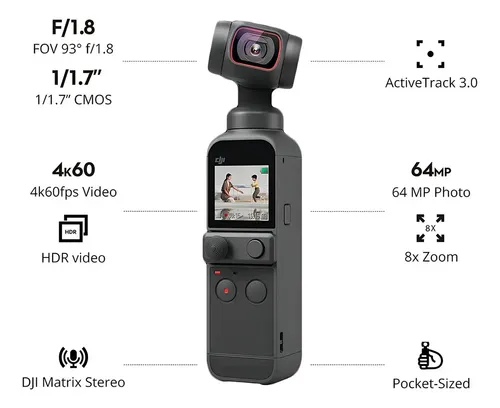 Câmera de vídeo DJI Osmo 4K OT-210 preta Pocket 2 Creator Combo