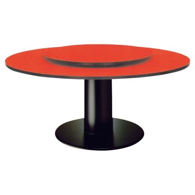 中華 円型テーブル （スチール脚） 回転盤付｜演漆のダイニングテーブル