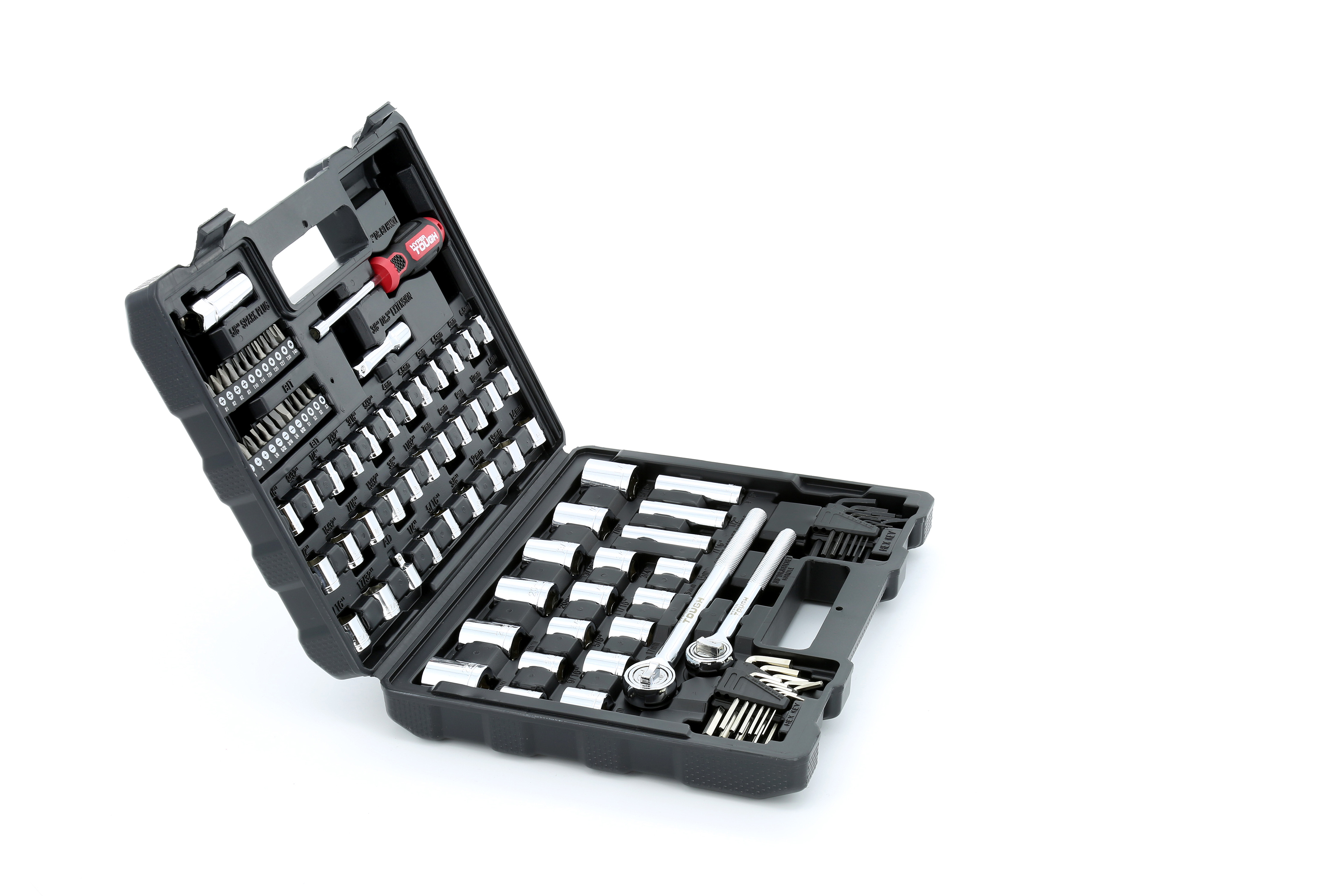 Hyper Tough 107 Piece 1/4, 3/8, 1/2 inch Drive Socket Set For