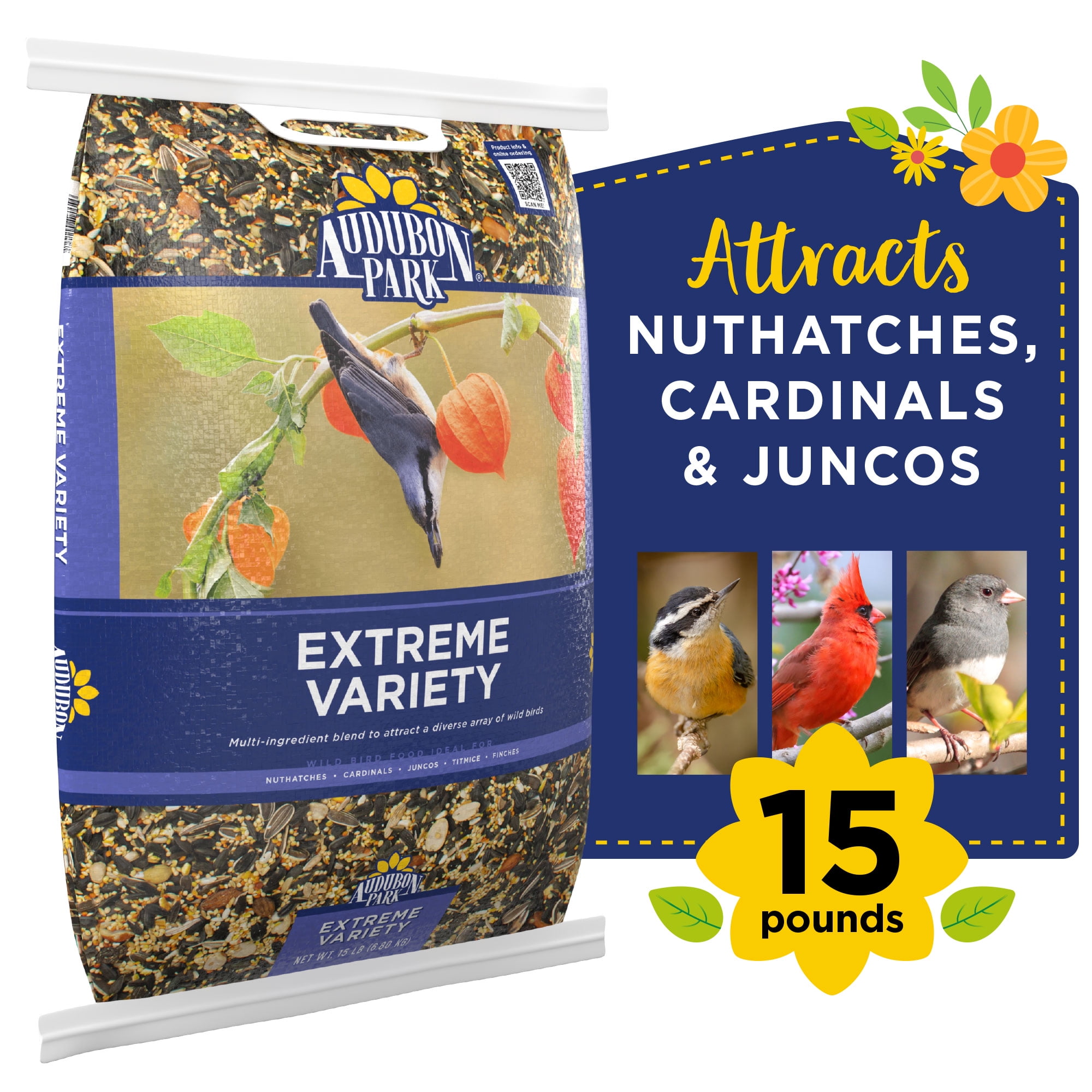 Audubon Park Extreme Variety Wild Bird Food, Dry, 15 lbs., 1 Count