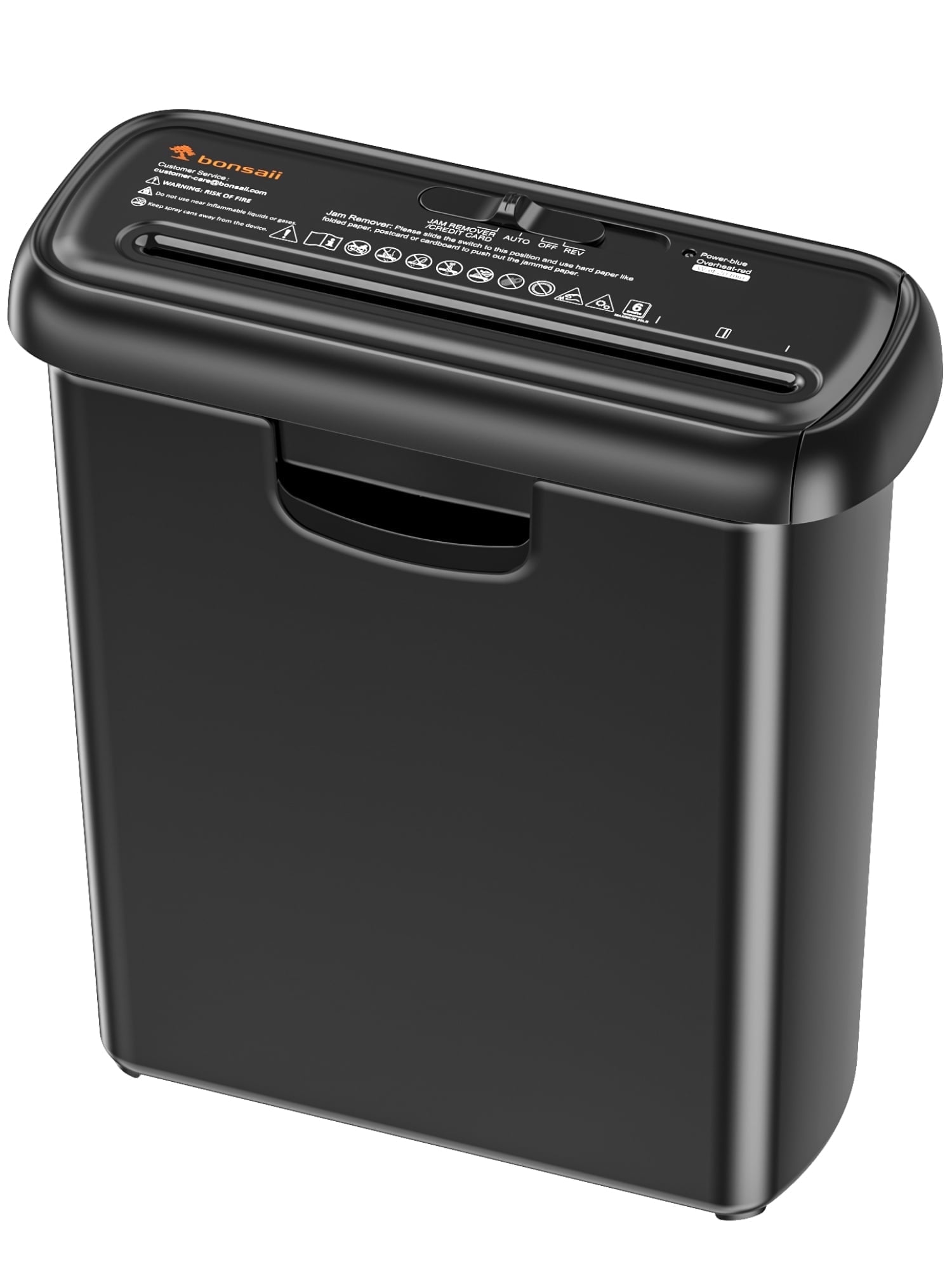 Bonsaii 6-Sheet Strip Cut Paper Shredder, 2.4-Gal Wastebasket