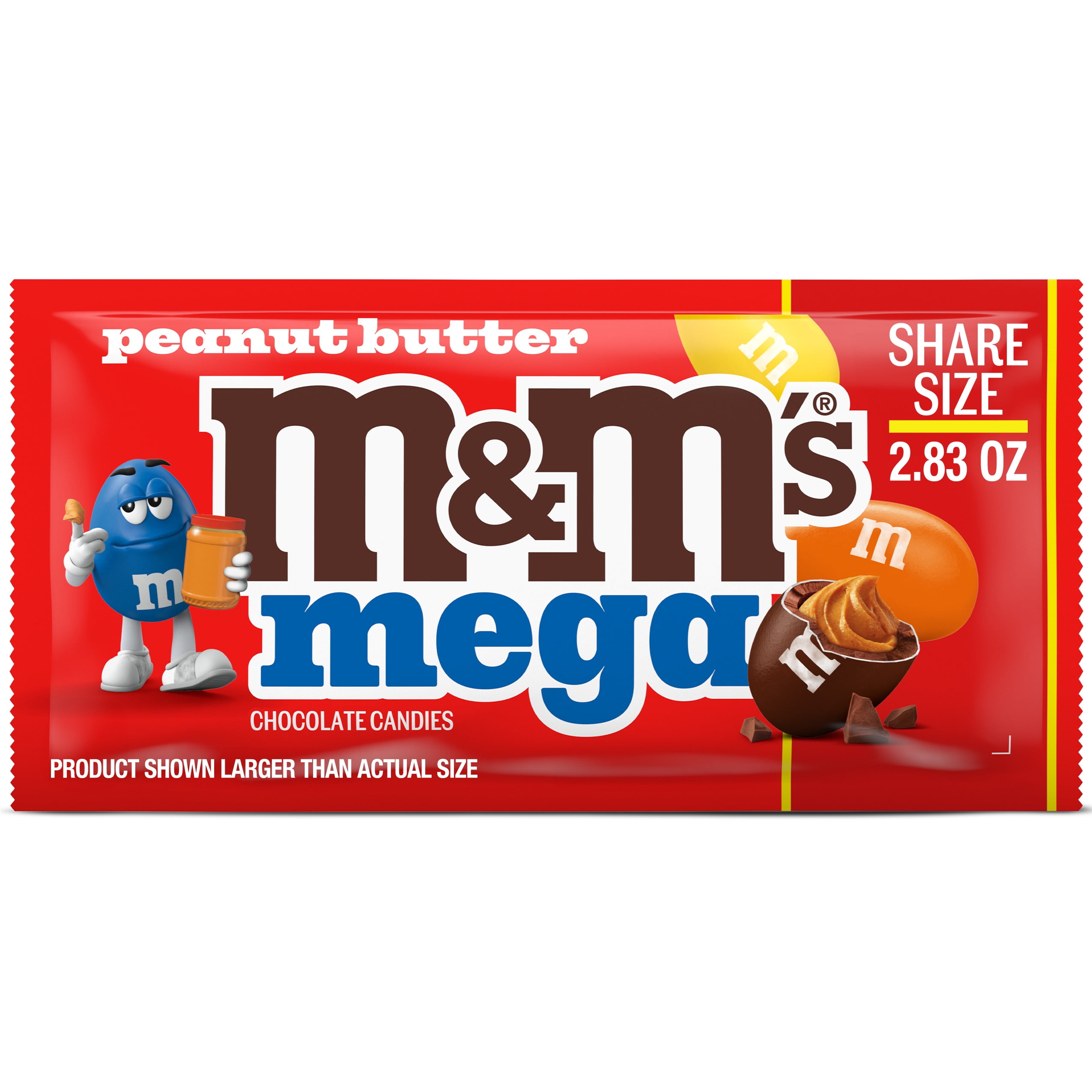 M&M's Mega Peanut Butter Chocolate Candy, 3x More Real Peanut