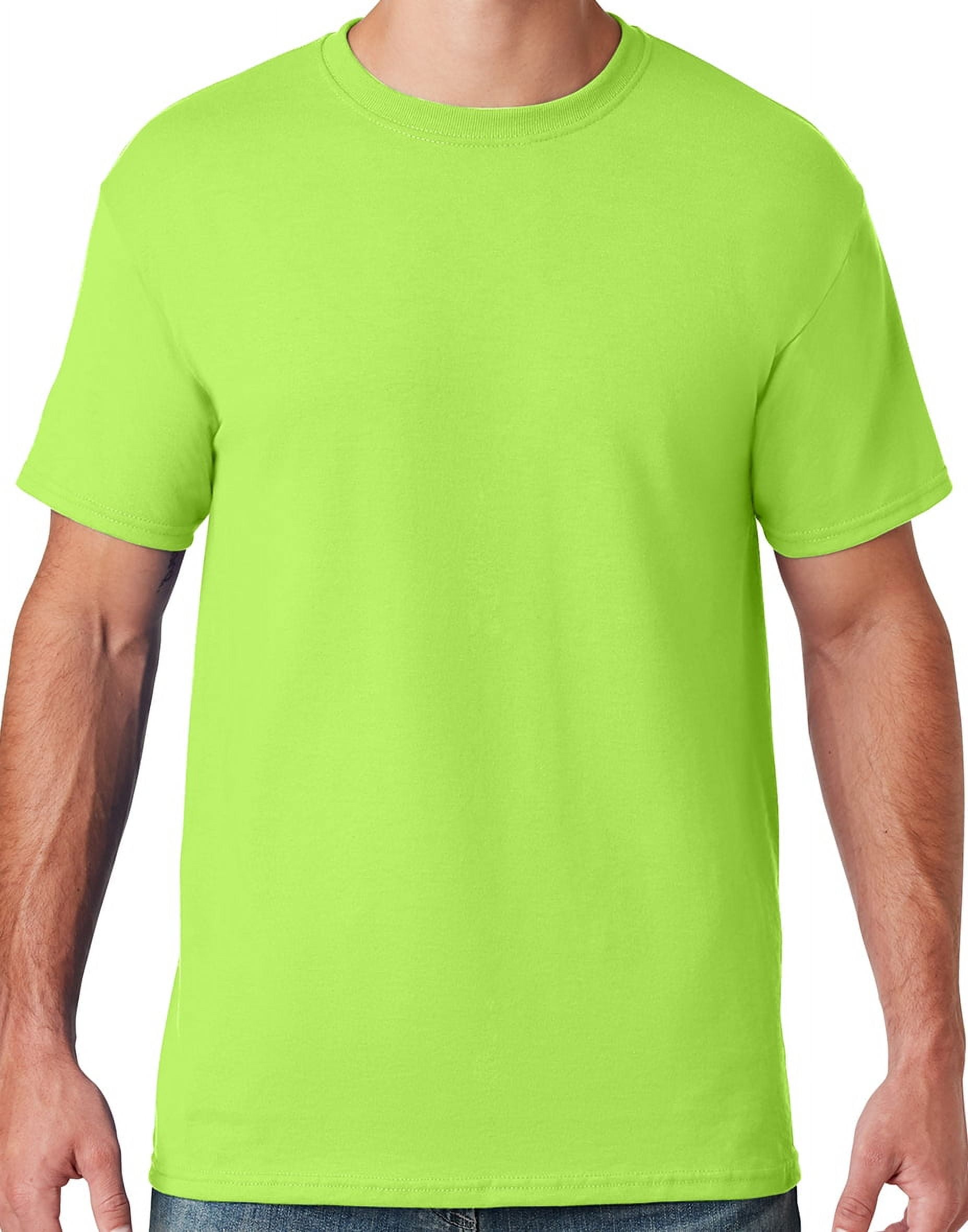 Mens Moisture-Wicking Cotton/Poly T-shirt, 4XL Neon Green