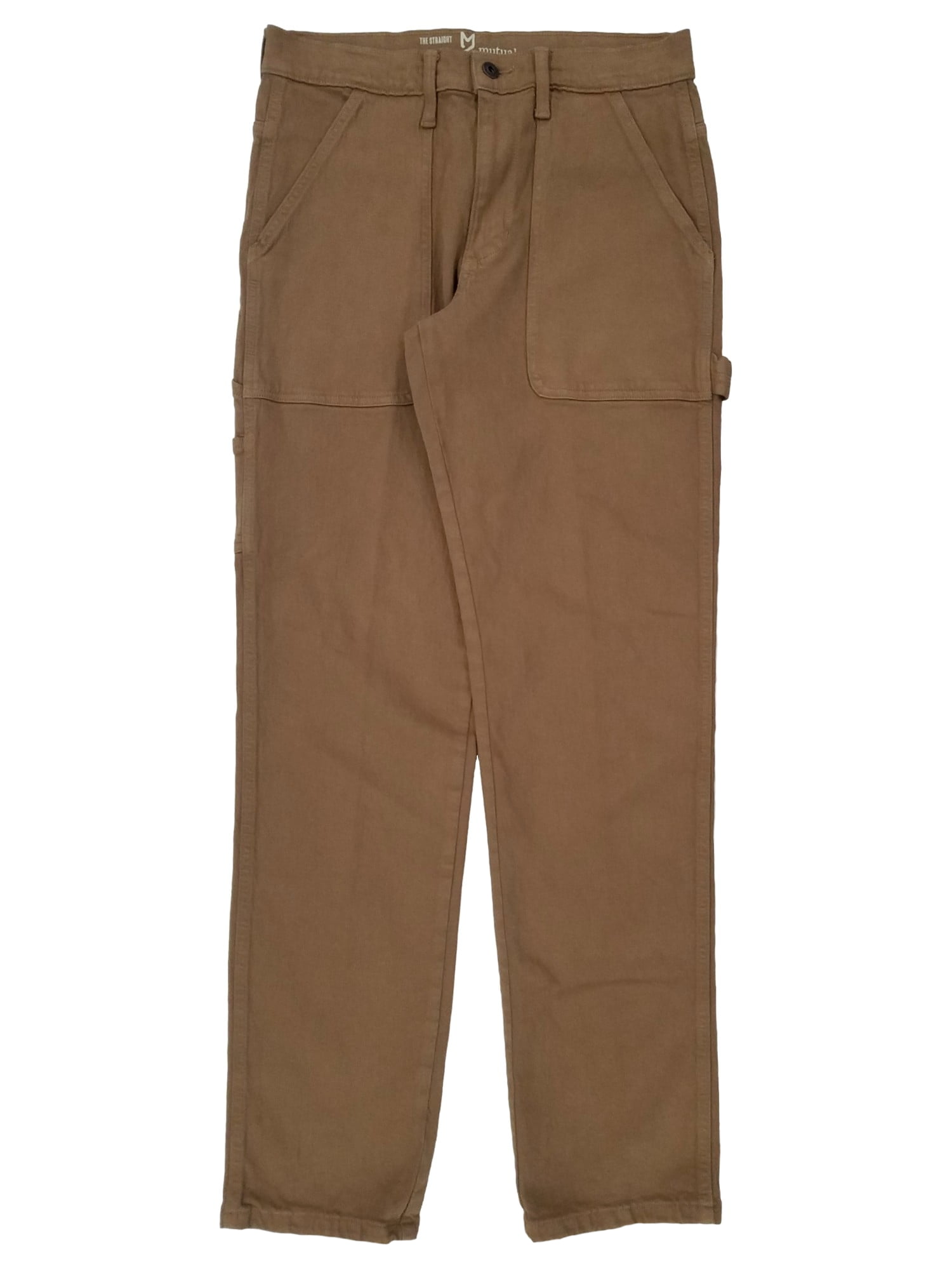 Mutual Weave Mens Brown Straight Leg Utility Jeans Carpenter Pants