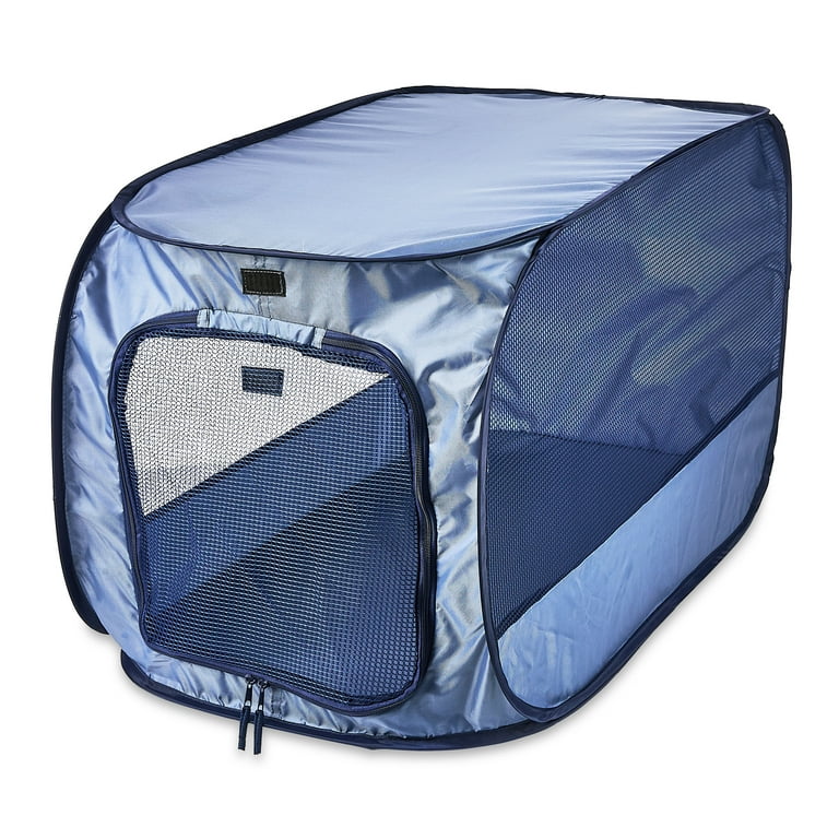 Vibrant Life Soft-Sided Pop Open Dog Kennel, Blue, Medium, Travel