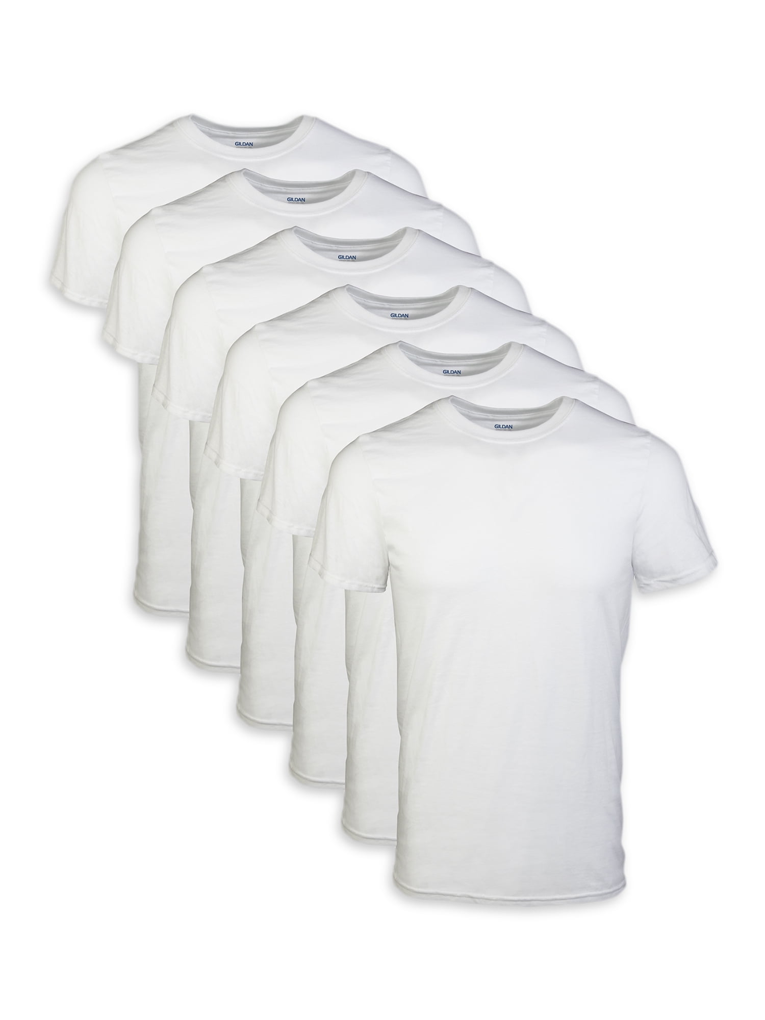 Gildan Adult Men's Tag Free, Crew T-shirts, White, 12-Pack, Sizes