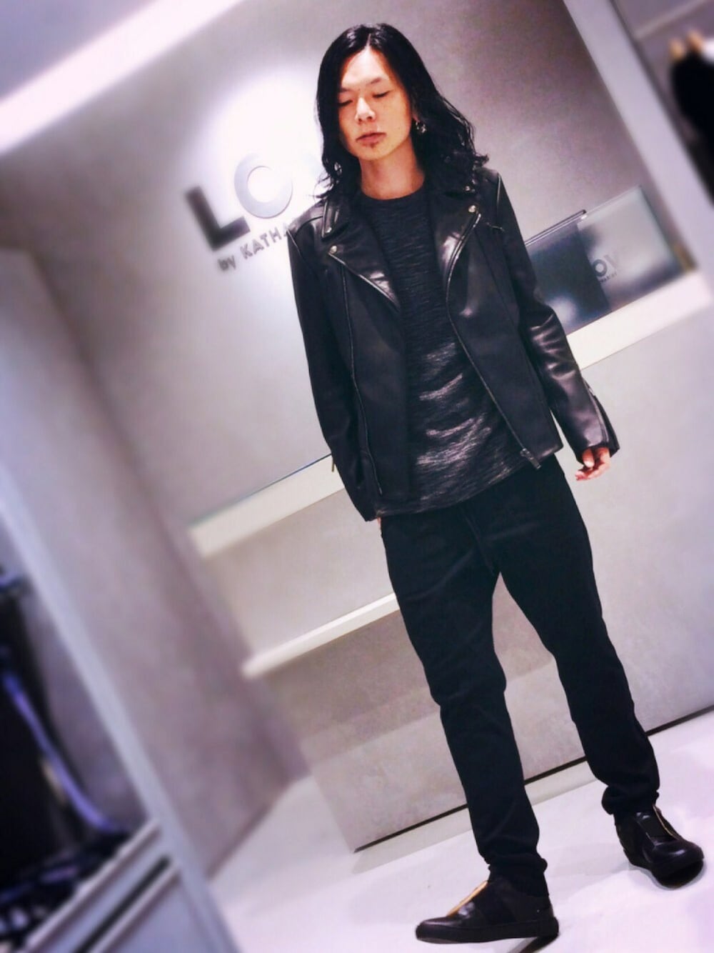 キャサリンハムネット フーデッドライダースジャケット 黒 M メンズ