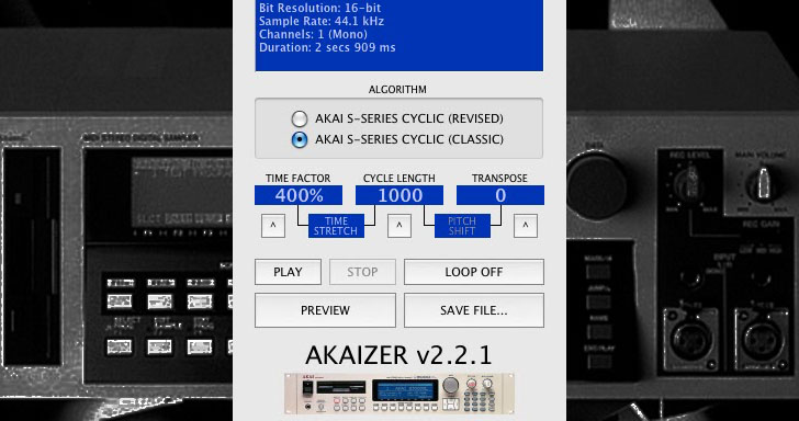 AKAI製ヴィンテージ・サンプラーならではのタイム・ストレッチ／ピッチ