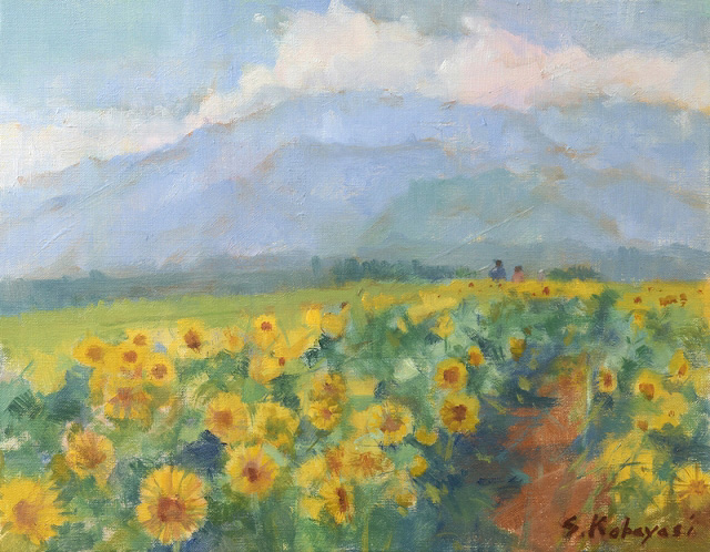 素敵な額縁・絵画小林 正治作「富士と水車小屋」