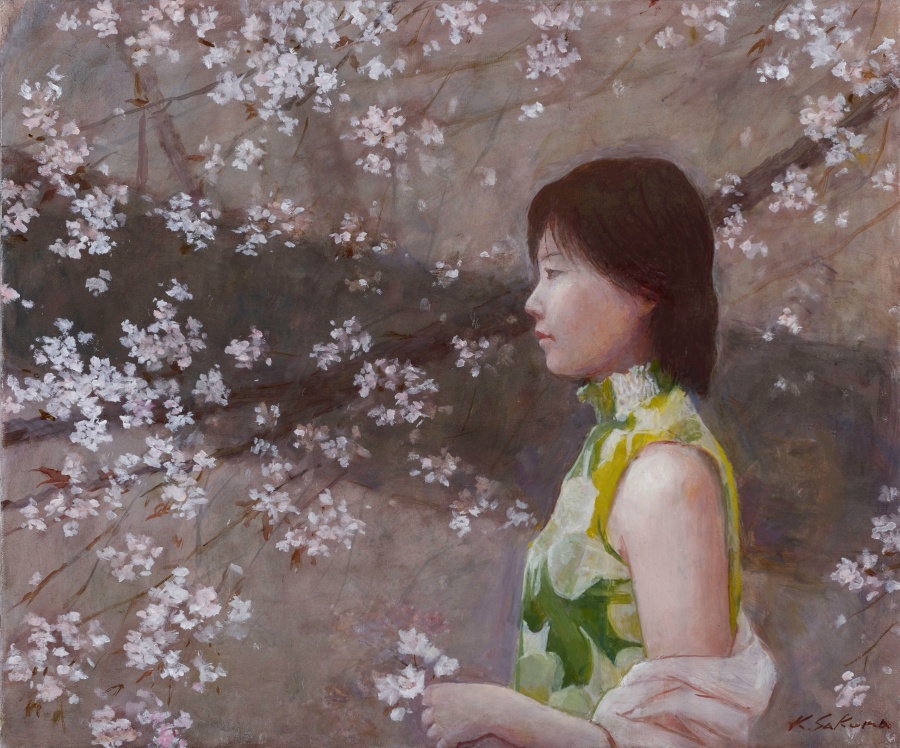 江成 一郎 氏 のP10号油彩作品「うたたね」裸婦の名手白日会