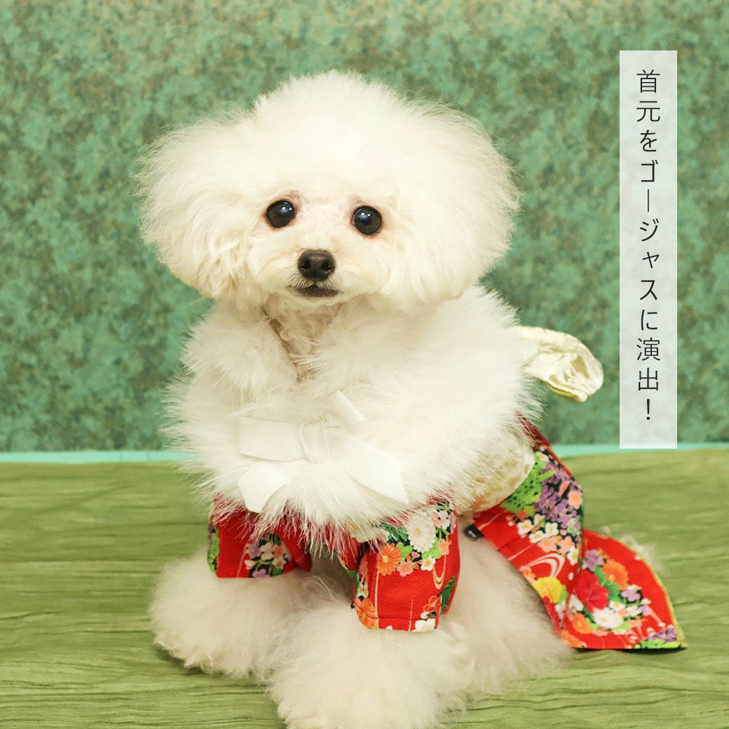 犬服 ペット用品 ふわふわゴージャスおめかしドレス♡ファーケープ付き