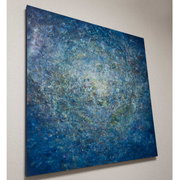 宇宙的なテーマのアクリル抽象画