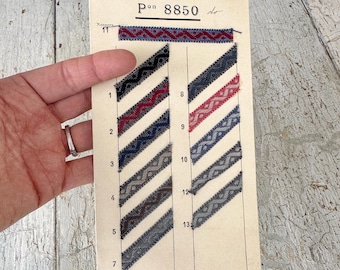 アンティークリボン、フランスのサンプル見本カード、パスマントリー