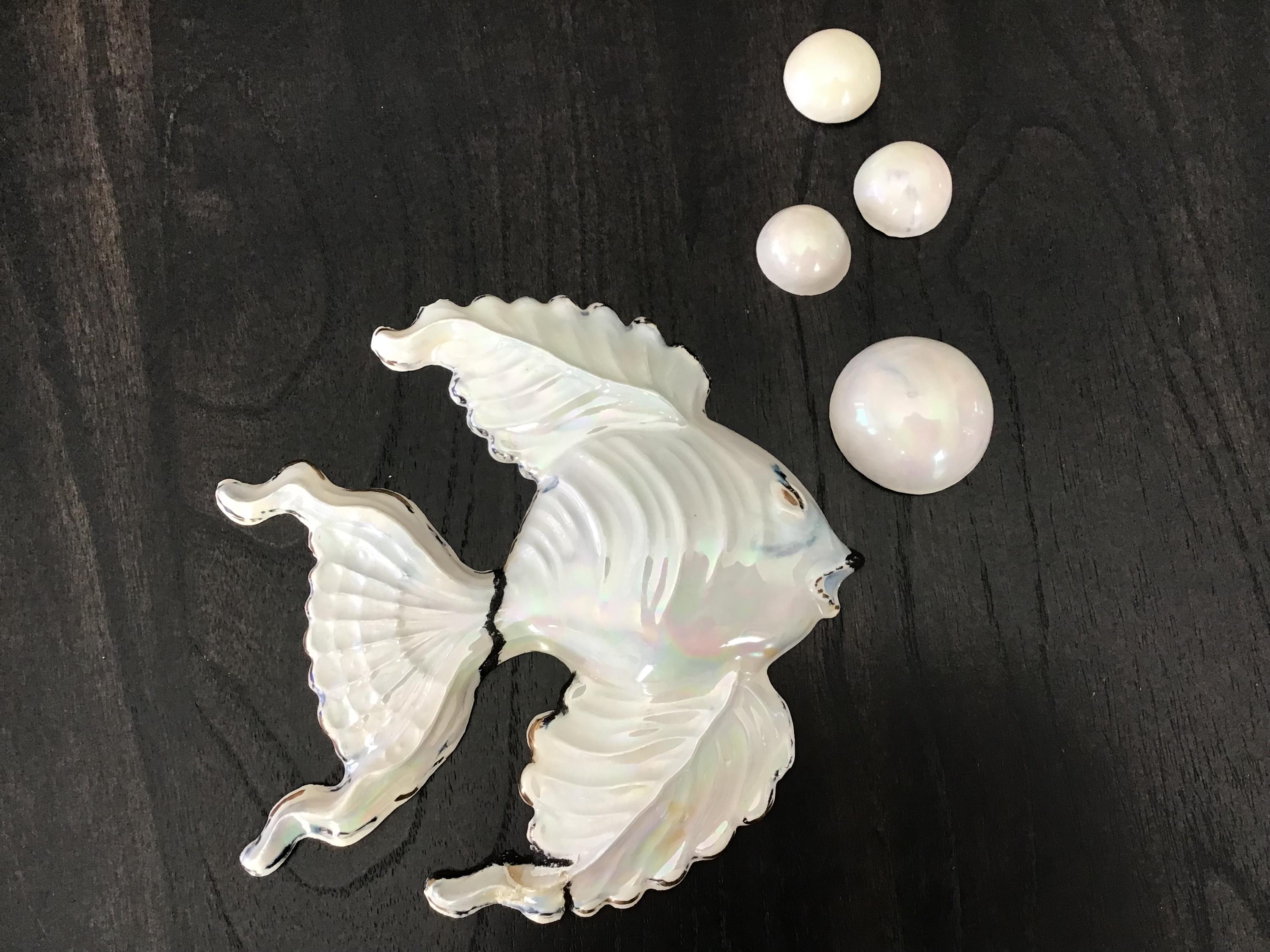 フランスビンテージ壁掛け セラミックフィッシュ 陶器 魚 フランス