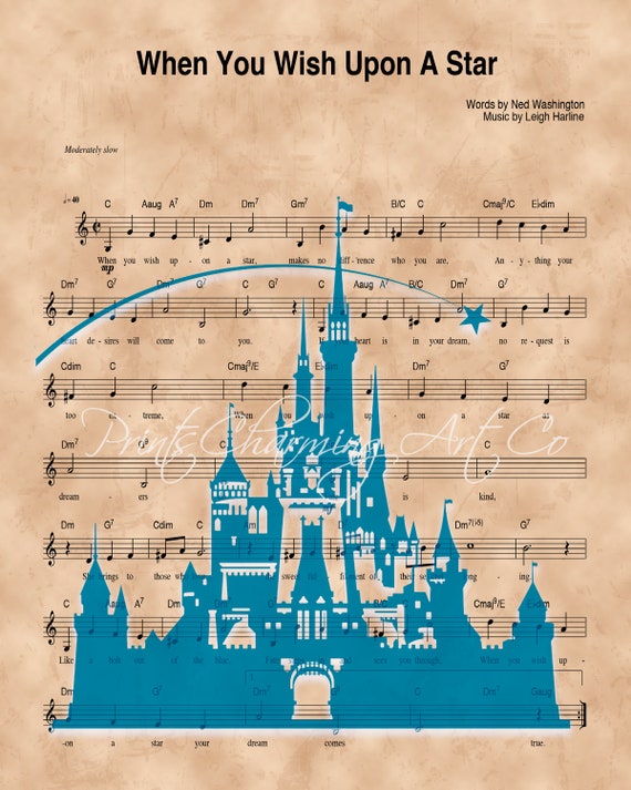 Disney Castle Shooting Star When You Wish Upon A Star Sheet Music