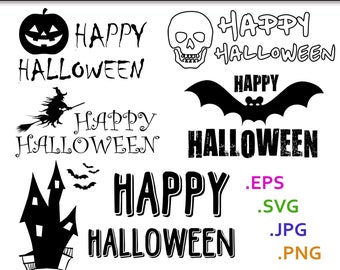 ハッピーハロウィンのクリップアートを落書き。手描きのハッピー