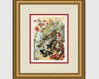 サルバドール・ダリ 1960年 神曲 楽園 木版画「天国と天使たち」 額