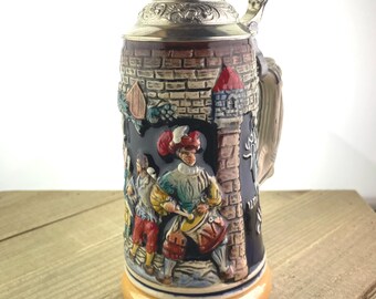 オリジナルGerzビールジョッキ、ドイツ蓋付きZinnビールジョッキ